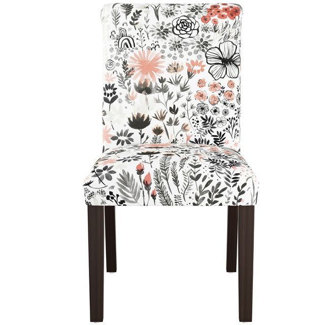 Skyline Furniture Hendrix Dining Chair in Winter Botanical Red: Linen & Cotton Blend, Armless Design