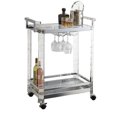 Aerin Server Cart Acrylic and Chrome - Steve Silver