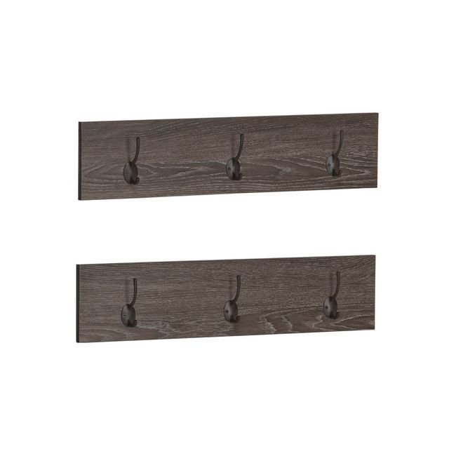 Set of 2 Afton 3 Hook Coat Racks Woodgrain - RiverRidge Home