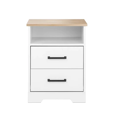 Prepac Rustic Ridge Farmhouse 2 Drawer Nightstand White/Oak