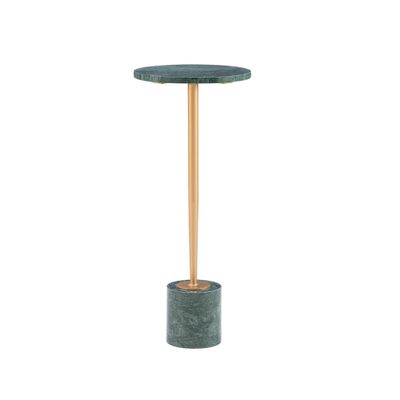 10.5 Anya Marble Drink Table Gold/Green - Powell: Iron Base, No Assembly, Space-Saving Design