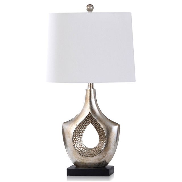 Contemporary Moulded Table Lamp: White Linen Shade, UL Listed - StyleCraft