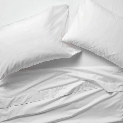 Full 400 Thread Count Percale Sheet Set White - Casaluna