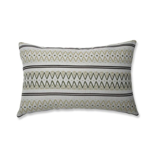 Zig Zag Avocado Lumbar Throw Pillow Green - Pillow Perfect: Indoor/Outdoor, Weather & Fade-Resistant