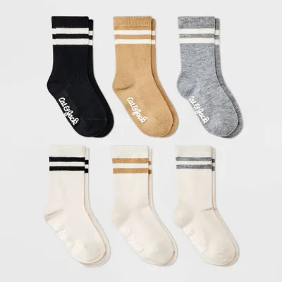 Baby 6pk Striped Neutral Varsity Crew Socks