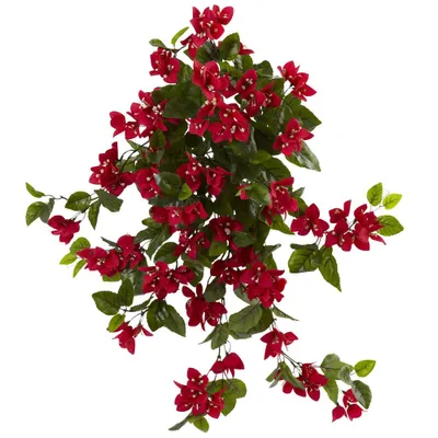 28 2pk Bougainvillea Hanging Bush Artificial Plant - Nearly Natural: UV Resistant, Indoor/Outdoor Decor