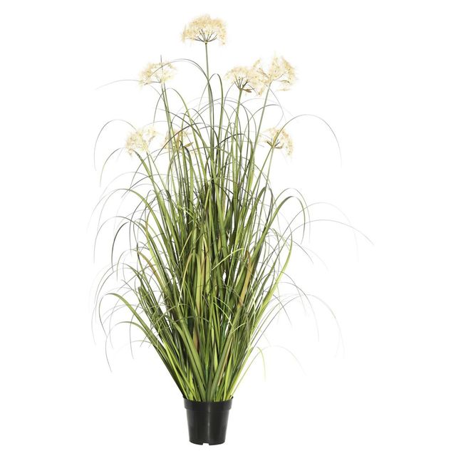 Artificial Dandelion Grass in Pot (36) Cream - Vickerman: Faux Greenery, PVC, Indoor Decor, Plastic Pot