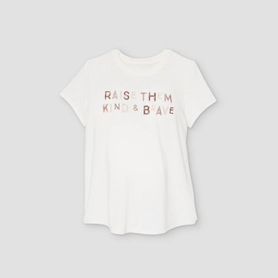 hort leeve Raise Them Kind & Brave Graphic Maternity T-hirt - Isabel Maternity by Ingrid & Isabel Light Beige