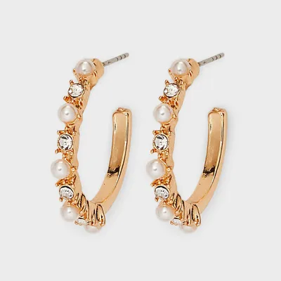 Pearl Hoop Earrings - A New Day Gold