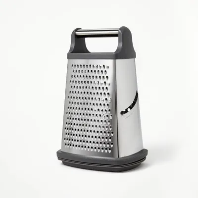 Stainless Steel Box Grater with Removable Bottom Container and Lid Silver/Gray - Figmint