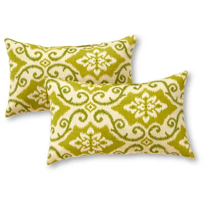 Kensington Garden 2pc 19x12 Ikat Design Rectangular Outdoor Lumbar Pillows : Weather-Resistant, Reversible