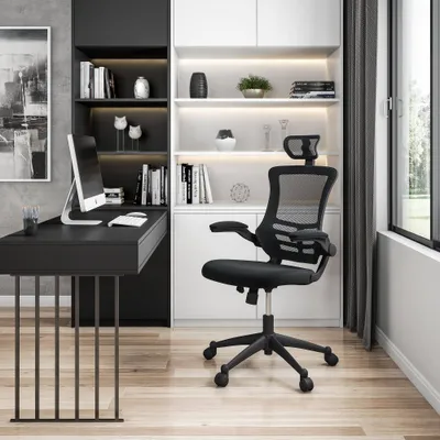 Modern Task Chair  - Techni Mobili: Ergonomic, Mesh Back, Adjustable, Swivel, with Headrest & Casters