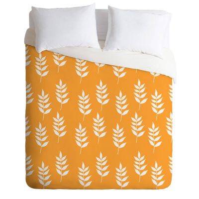 Deny Designs Joy Laforme  Summer Garden Mini Leaf Comforter Set Orange: Microfiber, Reversible, Geometric Pattern