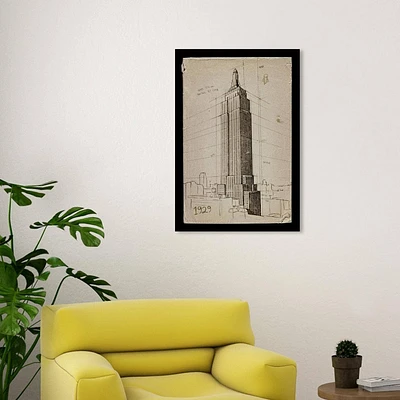 Wynwood Studio 20x30 Empire State Building Wall Art: Modern Canvas, Unframed Vertical Cityscape