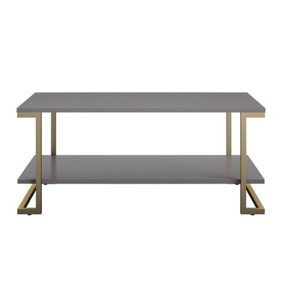 Camila Coffee Table Graphite Gray - CosmoLiving by Cosmopolitan: Sleek Finish, Gold Metal Legs, Open Shelf