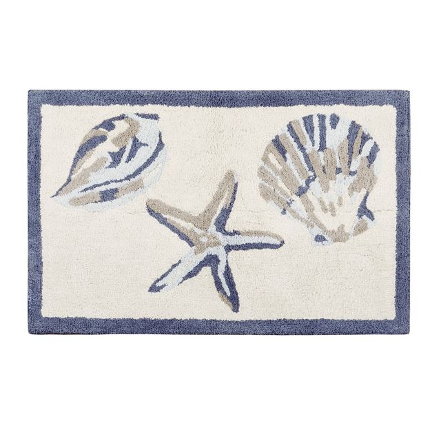 Rockaway Cotton Tufted Bath Rug Beige/Blue