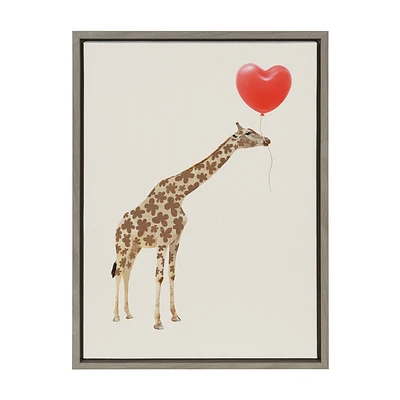 Kate & Laurel All Things Decor 18x24 Sylvie Giraffe in Love Framed Canvas Wall Art by July Art Prints  Zoo Animal