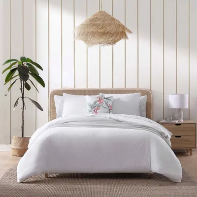 3pc King Wicker Solid White Comforter Set - Tommy Bahama: Luxurious, Pre-Washed, OEKO-TEX Certified