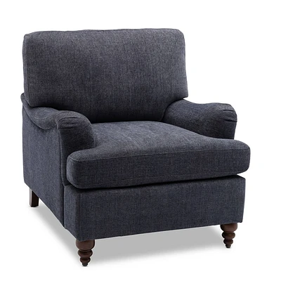 Comfort Pointe Clarendon Arm Chair : English Roll Arms, Overstuffed Cushion, Walnut Legs