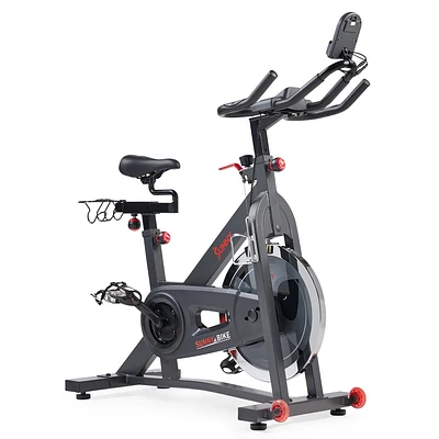 Sunny Health & Fitness Pro Indoor Cycling Bike with Felt Resist, Belt Drive and Bluetooth Smart Exercise Bike - Gray