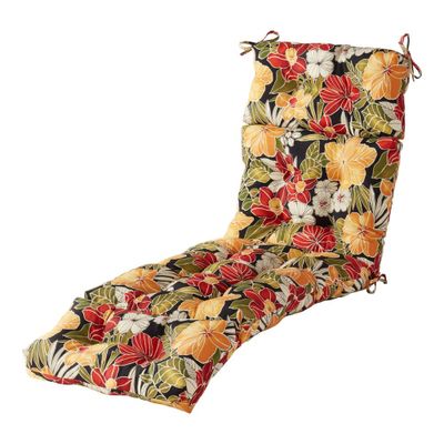 Kensington Garden Floral Outdoor Chaise Lounge Cushion : UV & Water-Resistant, Tufted