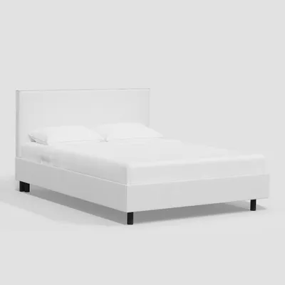 California King Fanie Slipcover Platform Bed in Velvet White - Threshold: Low Profile, Pine Frame