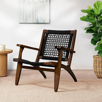 Boraam Harrison Hexagon Woven Black Rope Accent Chair