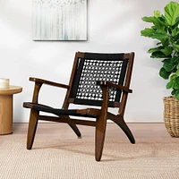 Boraam Harrison Hexagon Woven Black Rope Accent Chair