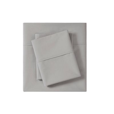 Twin 200 Thread Count Cotton Peached Percale Sheet Set Gray