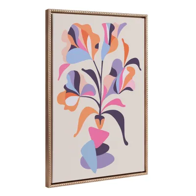 23x33 Sylvie Beaded Abstract Woman Vase Framed Canvas by Rachel Lee Gold - Kate & Laurel All Things Decor