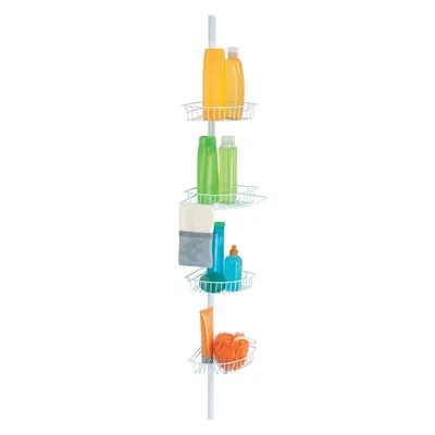 4 Tier Shower Organizer White - Bath Bliss: Metal Bathroom Storage, Standing Bath Caddy, 96 Tall