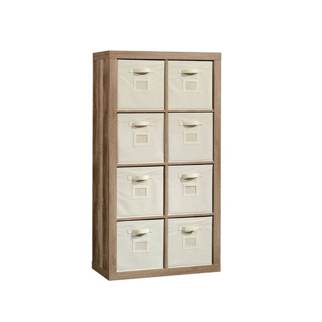 Stow Away 8 Cube Organizer Lintel Oak - Sauder: Modern Particle Board Bookcase with Storage Shelves