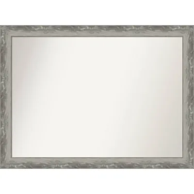 43 x 32 Non-Beveled Waveline Silver Narrow Bathroom Wall Mirror - Amanti Art