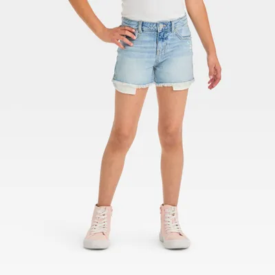 Girls High-Rise Cut-Off Embroidered Jean Shorts