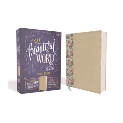 Niv, Beautiful Word Bible, Updated Edition, Peel/Stick Bible Tabs, Leathersoft Over Board, Gold/Floral, Red Letter, Comfort Print - by Zondervan