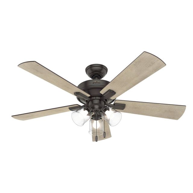 52 Crestfield Ceiling Fan (Includes LED Light Bulb)  - Hunter Fan: 5-Blade, 3-Speed, Reversible Motor, ETL Listed