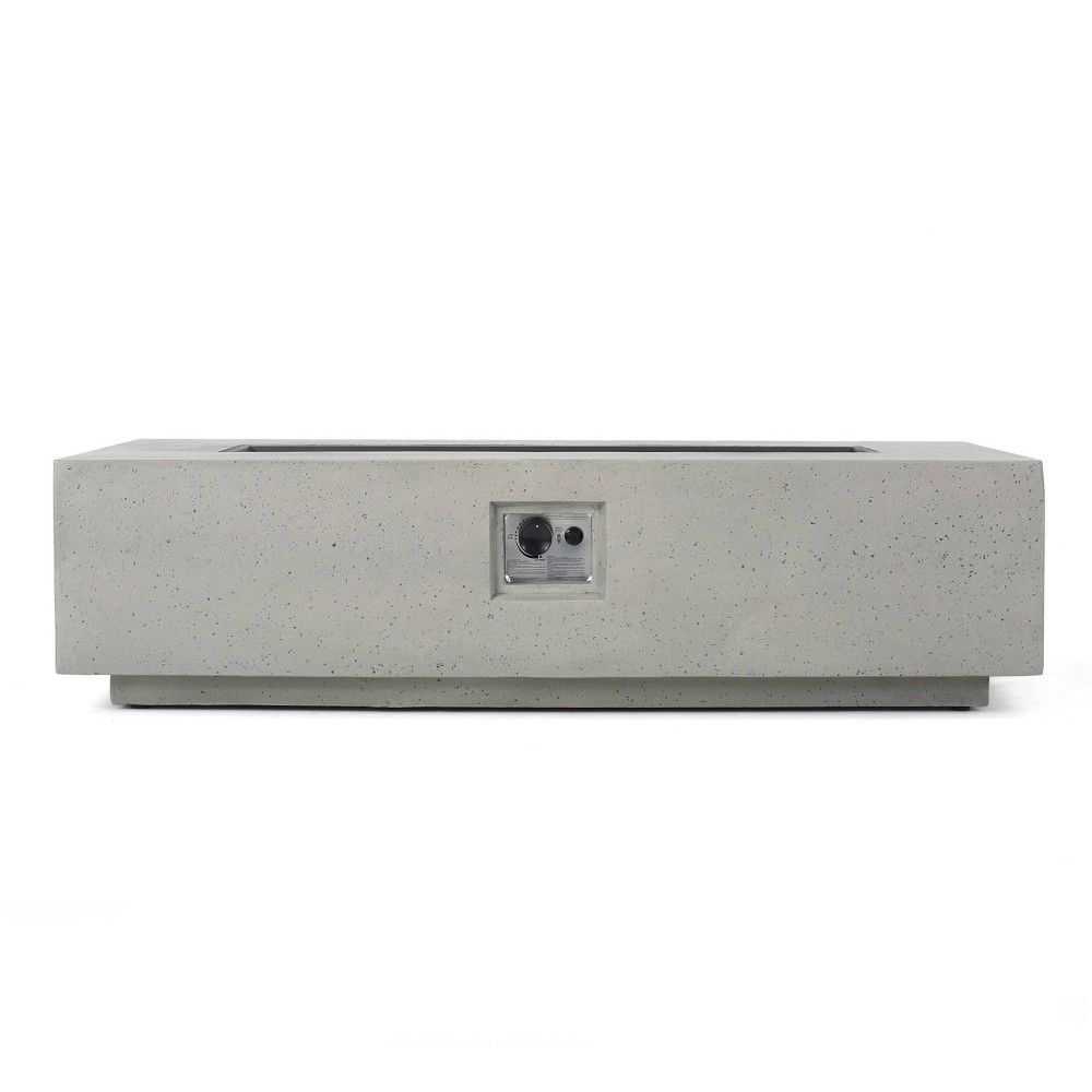 Aidan Outdoor 50000 BTU Light Weight Concrete Rectangular Fire Pit Light Gray - Christopher Knight Home