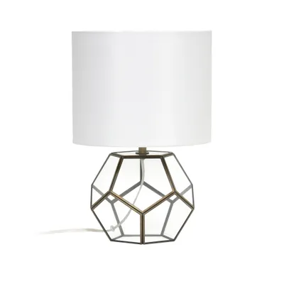 Transparent Octagonal Table Lamp Brass - Lalia Home: Vintage-Inspired, Modern Class, No Assembly Required