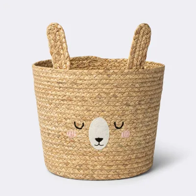 Braided Water Hyacinth Medium Round Storage Basket - Rabbit - Cloud Island