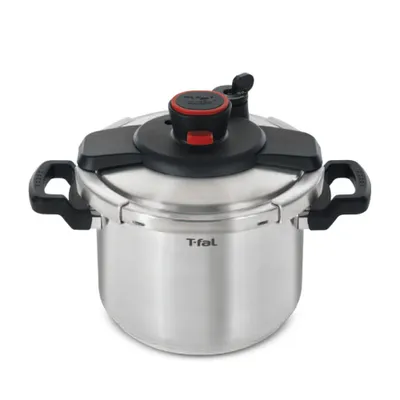 T-fal 6.3qt Pressure Cooker, Clipso Stainless Steel Cookware: Canning Pot, Induction Safe, Stay-Cool Handle, Dishwasher-Safe