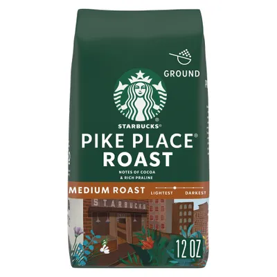 Starbucks Medium Roast Ground Coffee  Pike Place Roast  100% Arabica  1 bag (12 oz.)