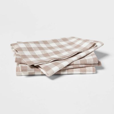 4pk Cotton Gingham Napkins - Threshold: Traditional Check Pattern, 18x18 Cloth, Machine Washable, OEKO-TEX Certified