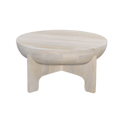 The Urban Port 32 Coffee Table Mango Wood Drum Top Classic Washed White