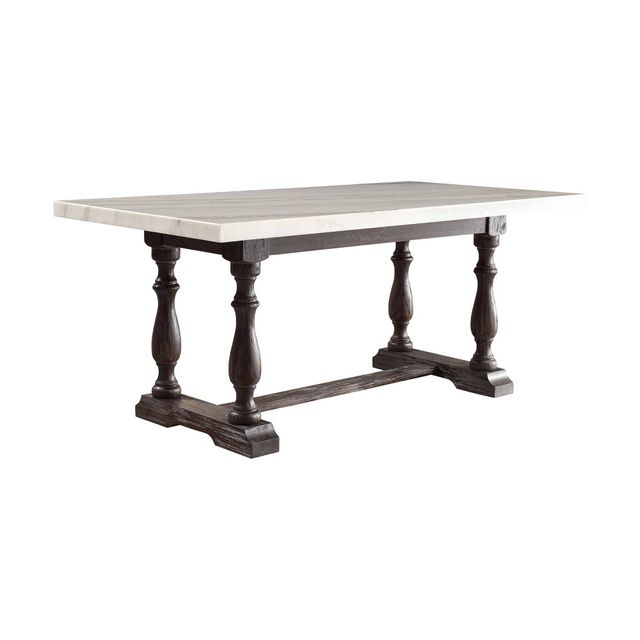 Gerardo Dining Table White Marble/Espresso Brown - Acme Furniture