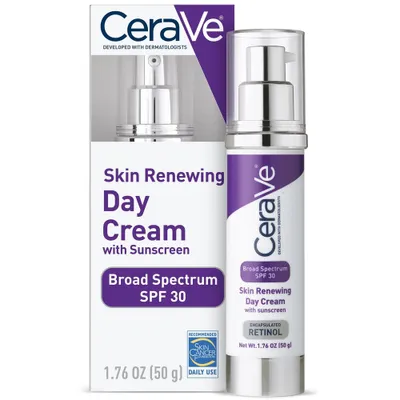 CeraVe Skin Renewing Anti-Aging Face Cream with Sunscreen and Retinol  SPF 30  1.76oz