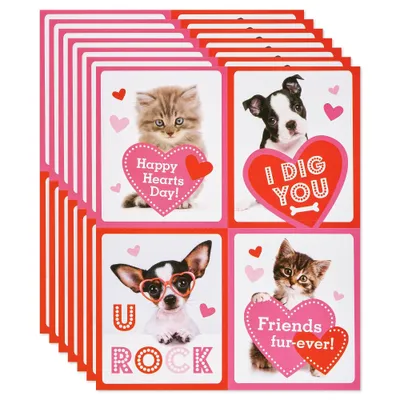 28ct Valentines Day Baby Animals Stickers