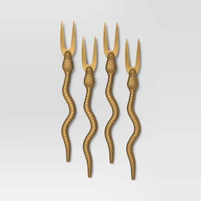 4pc Halloween Snake Cocktail Stirrers Gold - Threshold