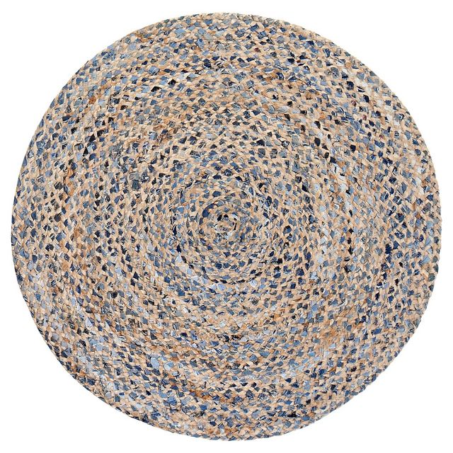 4 Kerala Denim & Jute Round Area Rug Denim/Natural - Anji Mountain