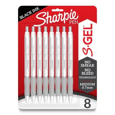 Sharpie 8ct S-Gel Pens Fashion White 0.7mm Black Ink