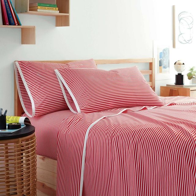 Full Clean AF Printed Sheet Set Red Pinstripe - Martex